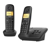Téléphone sans fil Gigaset A270A Duo avec système de répondeur et ID d'appelant, noir + combiné supplémentaire