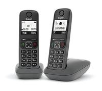 Téléphone sans fil - GIGASET - AS490 DUO - Noir - Mains libres vivavoce - Grand écran illuminé