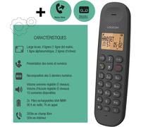 Logicom Iloa 155T - Téléphone sans fil - système de répondeur avec ID d'appelant - DECT\GAP - (conférence) à trois capacité d'appel - noir