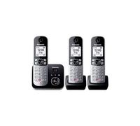 Panasonic Téléphone fixe sans fil KX-TG6863 DECT Répondeur intégré Blocage appels pub Noir/Argent