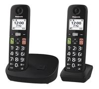Panasonic KX-TGU112EXB Téléphone Numérique sans Fil sans Répondeur, Unité de Base et 2 Combinés, Écran LCD, Grosses Touches, Appel Favori, Compatible avec Les Appareils Auditifs, Noir