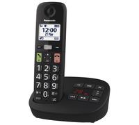 Panasonic KX-TGU130EXB Téléphone Numérique sans Fil avec Répondeur, Unité de Base et 1 Combiné, Écran LCD, Grosses Touches, Appel Favori, Compatible avec Les Appareils Auditifs, Noir