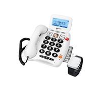Geemarc Pack Serenities 100 - Téléphone de Téléassistance et Son Bracelet Détection de Chute avec Gros Boutons et Forte Amplification pour Séniors - Perte Auditive Faible ou Moyenne