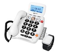 Geemarc Pack Serenities 100 - Téléphone de Téléassistance et Son Bracelet Détection de Chute avec Gros Boutons et Forte Amplification pour Séniors - Perte Auditive Faible ou Moyenne