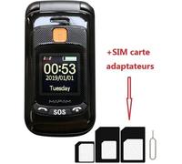 Téléphone senior à clapet - Double écran LCD - Sonnerie ultra forte - Bouton SOS - rouge