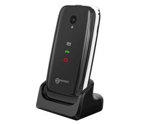 Téléphone senior clapet amplifié compatible avec appareils auditifs Geemarc Blanc / Noir
