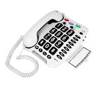 Téléphone Senior Fixe Mural Amplifié 30dB Forte Sonnerie Grand Clavier GeemarcBlanc