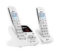 Téléphone Senior Fixe Sans Fil Amplifié plus Double Combiné Répondeur Geemarc Blanc Blanc G