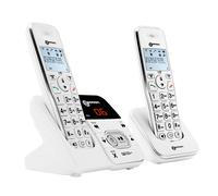 Téléphone Senior Fixe Sans Fil Amplifié + Double Combiné Répondeur Geemarc Blanc