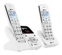 Geemarc Téléphone fixe senior sans fil amplifié AmpliDect 295-2 double combiné répondeur 15min Blanc