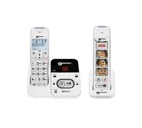 Téléphone Senior Sans Fil Amplifié Combiné à Touches Photo Répondeur Blanc