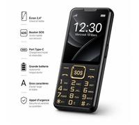 Téléphone Seniors - Batterie de 2 500 mAh - 4G tous réseaux, double SIM, appel d'urgence SOS- 2.4 pouces Noir
