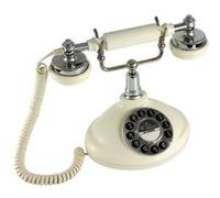 GPO Opal -Téléphone filaire classique rétro à bouton-poussoir,cordon extansible - Ivoir et Chrome