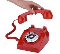 Téléphone Vintage, Téléphone Fixe Rétro des Années 80, Téléphone de Bureau à L'ancienne, avec Son Clair de Stockage de Numéros, Décor de Chambre à Coucher à la Maison(Rouge)