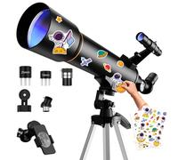 Télescope, 70 mm Ouverture 500 mm Telescope Astronomique pour Enfant et Adultes, Télescope Compacte et Portable pour Débutants avec Trépied, Adaptateur pour Téléphone, Sac à Dos (Noir)