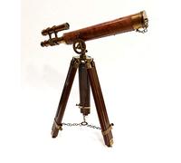 Télescope à double barillet en laiton 45,7 cm avec support en bois pour observer les étoiles