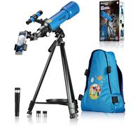 Télescope à lentilles 70/400 pour Enfants à partir de 8 Ans,débutants en Astronomie,avec Sac à Dos,Accessoires et Support pour Smartphone,Observation du Ciel Nocturne Bleu