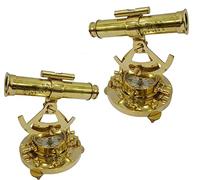 Télescope Alidade en laiton avec base boussole pour bureau Finition laiton