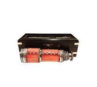 Télescope antique en laiton de 35,6 cm avec gravures gravées - Collection pirate avec boîte en bois - Lunette de pirate en laiton antique (noir antique avec style cuir)