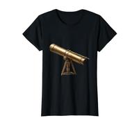 Télescope Antique en Laiton Vintage - Explorateur céleste T-Shirt Graphique avec Valeur, Femme, Noir, L