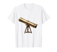 Télescope Antique en Laiton Vintage - Explorateur céleste T-Shirt Graphique avec Valeur, Homme, Blanc, S