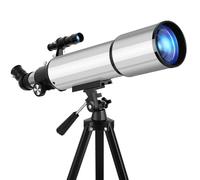Télescope astronomie 90/600 mm avec trépied en aluminium - Kit complet avec 2 oculaires (10 mm et 25 mm), 3 lentilles Barlow, adaptateur pour smartphone et sac de transport