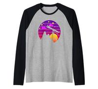 Télescope Astronomie Rétro Synthwave Coucher de Soleil Espace Manche Raglan