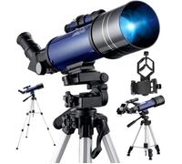 Télescope Astronomique 400-70MM Pro, Optiques en Verre Entièrement Traitées avec Trépied Réglable Adaptateur Phone pour Les Enf 6