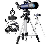 Télescope Astronomique 400/70MM Pro, Optiques en Verre Entièrement Traitées avec Trépied Réglable Adaptateur Phone pour Les Enfants Adultes Débutants Bleu