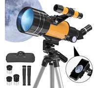 Télescope Astronomique, 70/300mm Lunette Astronomique Réfracteur avec Adaptateur de Téléphone Trépied Ajustable et Chercheur pour Débutants, Enfants et Amateurs pour Observer la Lune