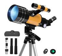Télescope Astronomique, 70/300mm Réfracteurs Télescope pour Enfants/Débutants/Adultes, Télescopes Portable avec Adaptateur Smartphone, Télécommande, Trépied, Filtre Lunaire, Sac de Rangement