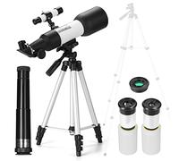 Télescope astronomique avec viseur 5 × 20, lentille de Barlow 1,5x, trépied en métal, objectif 70 mm, longueur focale 400 mm, grossissement 18 x 60 x