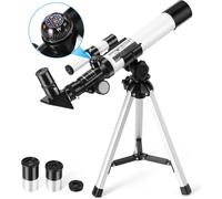 Télescope astronomique HD, grossissement 68x, lentille d'objectif 40 mm, Beige