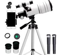Télescope astronomique pour Adultes, 70/300mm Réfracteur Télescopes pour Enfants et Débutants, Portable Réfracteur Télescope avec Trépied, 20/12/6mm Oculaires, Adaptateur de téléphone