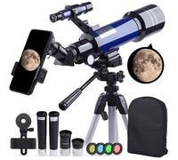 Télescope astronomique pour Adultes, réfracteur HD 70 mm 16X-200X, télescope astronomique 400 mm avec trépied réglable, Sac à [6]