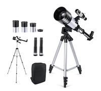 Télescope astronomique pour enfants et adultes, ouverture de 70 mm, distance focale de 400 mm, zoom 15X-150X, comprend trépied, adaptateur pour téléphone portable et sac de transport