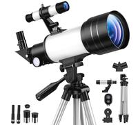 Télescope Astronomique Réfracteur 70/300mm, FMC Haute Transmission, Grossissement 15-150X, Trépied Réglable, Support Téléphone & Télécommande Bluetooth, pour Débutants en Astronomie Adultes Enfants
