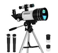 Télescope astronomique réfracteur astronomique 70 mm avec détecteur 30070, clip et adaptateur pour smartphone, pour enfants, adultes et débutants, observation de la lune et du paysage