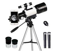 Télescope Astronomique Réfracteur Portable 70 mm (15X-150X) avec Support de Téléphone,Trépied Réglable et Télécommande Bluetooth