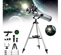 Télescope cadeau pour débutants 525X-35X, télescope réfracteur de 76 mm pour astronomie adulte, télescopes réfracteurs à portée de démarrage, avec trépied + lunette de recherche + 2 extensions Warm as