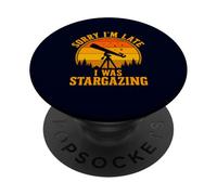 Télescope d'astronomie d'observation des étoiles Sorry I'm Late Funny PopSockets PopGrip Adhésif