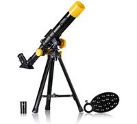 National Geographic 9140400 Télescope à lentille 40/400 pour Enfants avec Monture AZ, 2 oculaires, Boussole intégrée et Support pour Smartphone, Noir