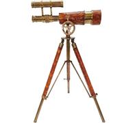 Télescope décoratif en laiton - Cadeau marin - Instrument fonctionnel - Article de collection (laiton antique + cuir