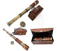 Télescope en laiton antique en cuir de pirate vintage marine 14 cm