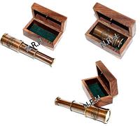 Télescope en laiton massif avec boîte en bois Maritime Vintage Nautique Verre Spyglass 15,2 cm