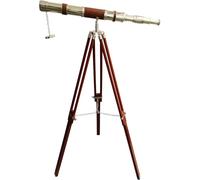 Télescope fabriqué à la main avec finition brillante et trépied réglable en bois, télescope nautique maritime à barillet unique