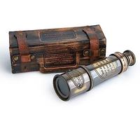 Télescope fabriqué à la main | dans une boîte | 38,1 cm | Réplique fonctionnelle vintage en laiton nautique antique | Spyglass et décoration de collection | Super7One