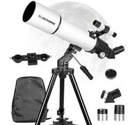 Télescope HD Haute Puissance, Ouverture de 80 mm, 600 mm, télescope réfractif astronomique pour Adultes et débutants - Objectif FMC - Monture AZ avec Adaptateur de trépied et Sac de Transport.