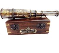 Télescope marin 1920 à collectionner - Décor nautique - En laiton massif - 38,1 cm - Avec boîte en bois