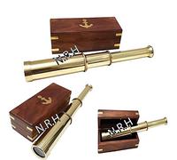 Télescope marin de collection en laiton marin 25,4 cm avec boîte en bois marron